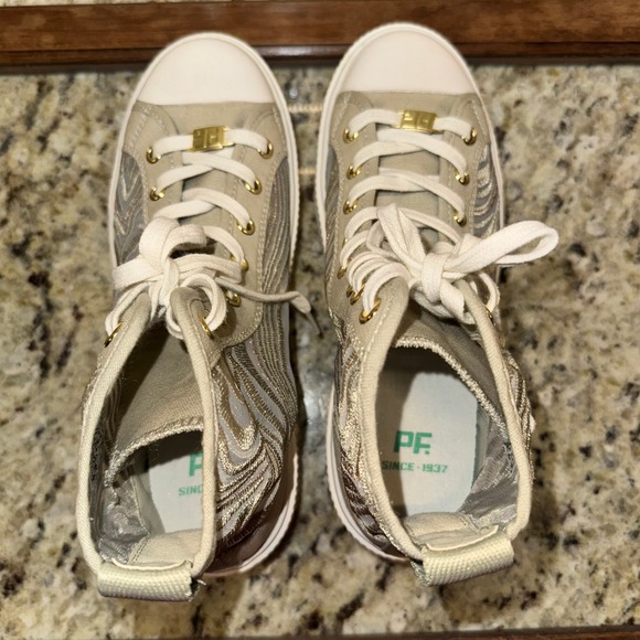 PF Flyers High Top Sneakers NEW | Allston Fashion Mesh | Beige | Womens 7.5 - Picture 10 of 16